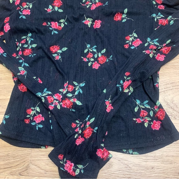 For Love and Lemons Pointelle Long Sleeve Pants Pajama Floral Rose set - Picture 15 of 16